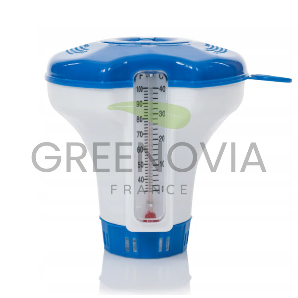 Distributeur Flottant avec Thermomètre – Pour Comprimés 200g Piscine