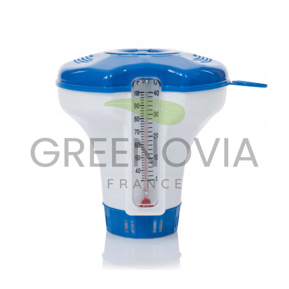 Distributeur Flottant avec Thermomètre – Pour Comprimés 20g Piscine