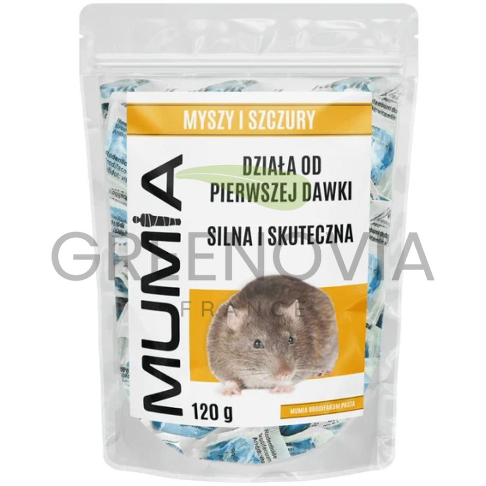 Pâte Mumia Brodifacoum 120g – Souricide & Raticide Professionnel